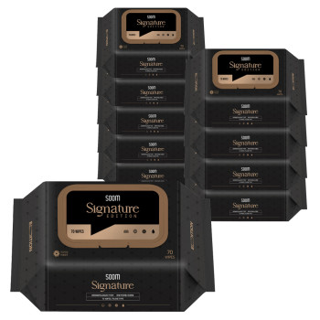 Soom 숨 시그니처 에디션 물티슈 캡형 엠보싱 아기 70매 x 10팩